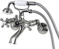 Kingston Brass KS266SN Clawfoot Tub Faucet with Hand Shower, Adjustable 6 in. Centers, Brushed Nickel, 7‑3/16 in. Reach