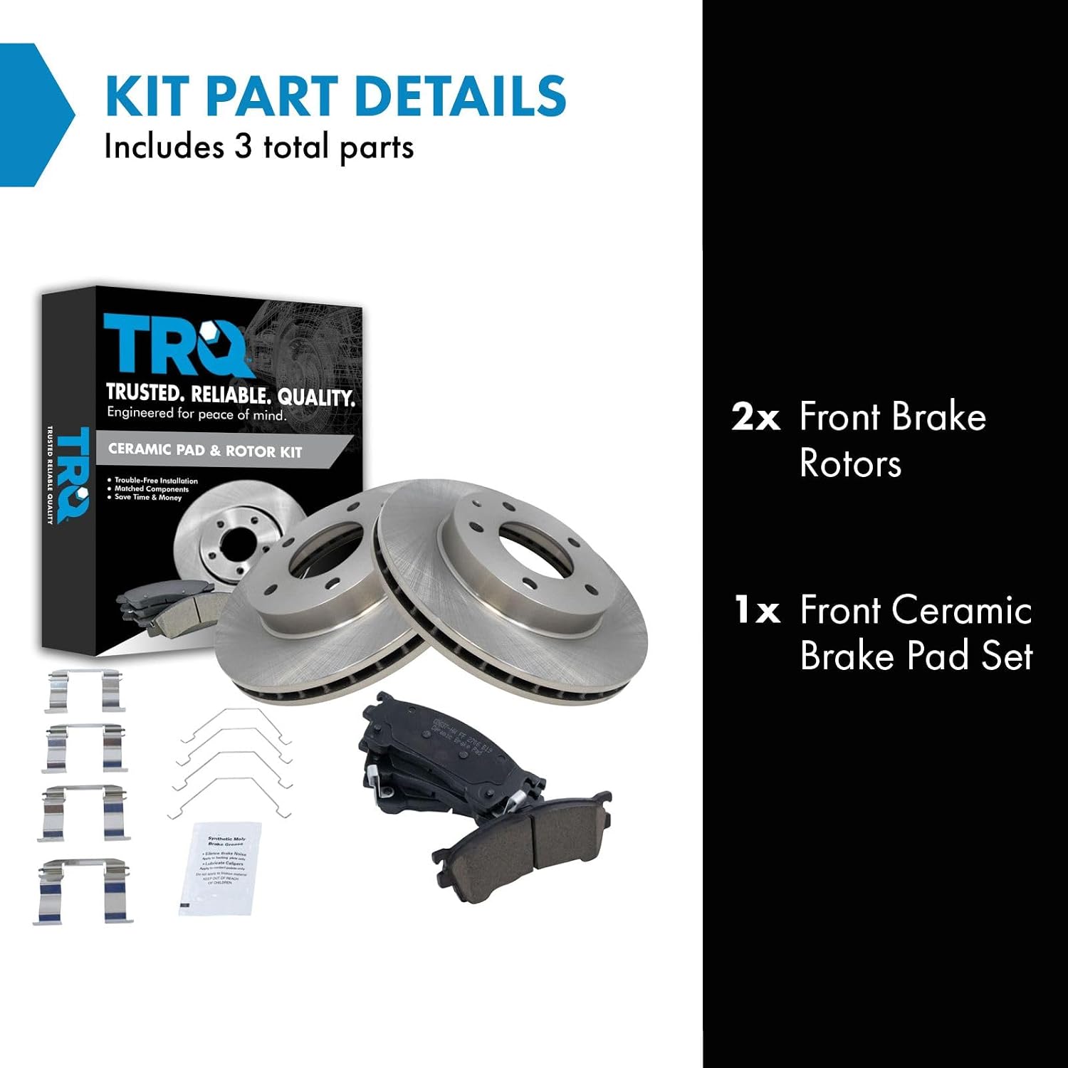 TRQ Front Brake Pad and Rotor Set Ceramic Compatible with 1993-1997 Ford Probe 1994-2002 Mazda 626 1993-1997 MX-6