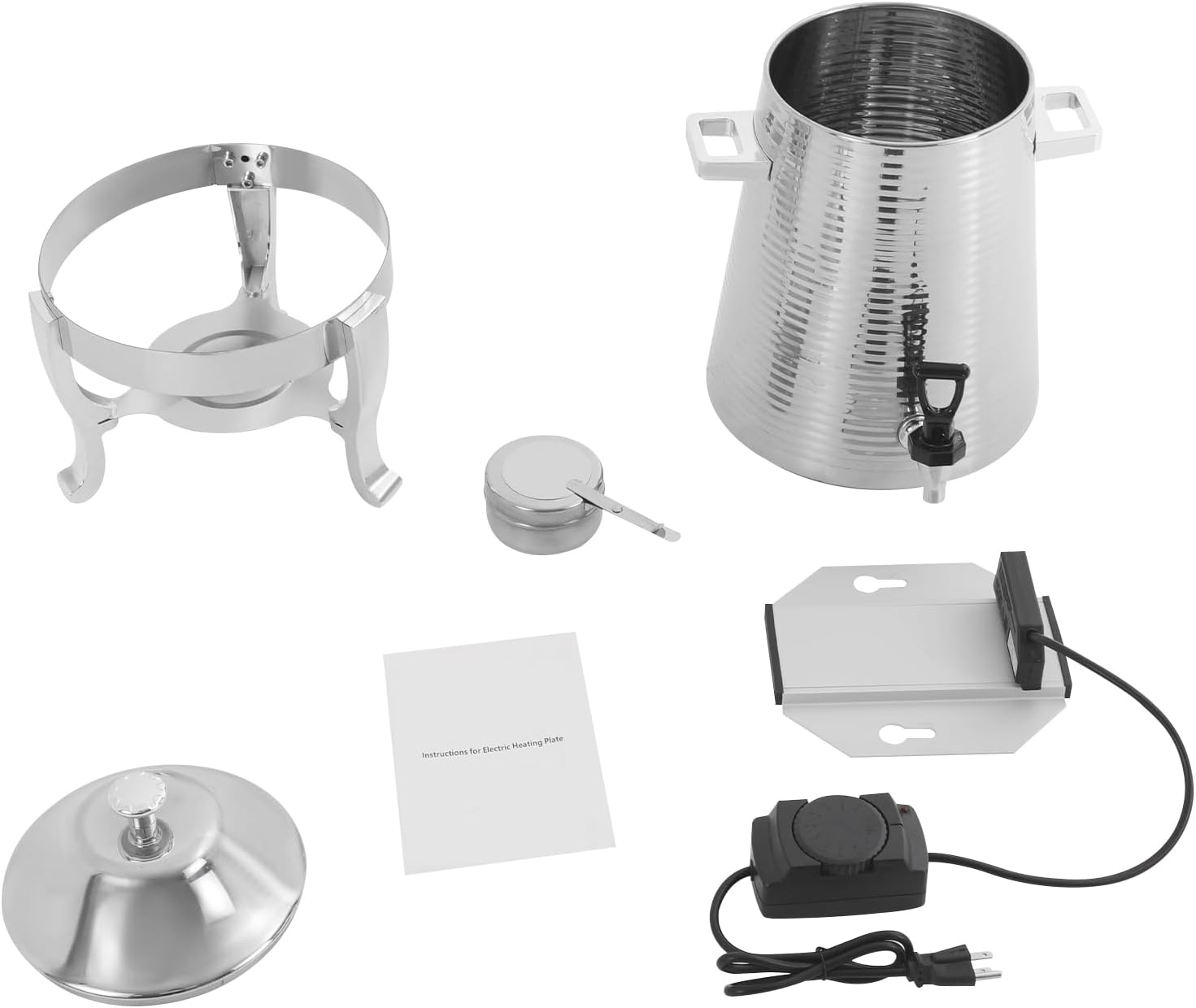 Insulated Beverage Dispenser 13L Stainless Steel Hot Drink Dispenser Countertop Commercial Hot and Cold Coffee Carafe with Spigot & Stand for Tea, Coffee, Milk, Water & Juice (Silver)