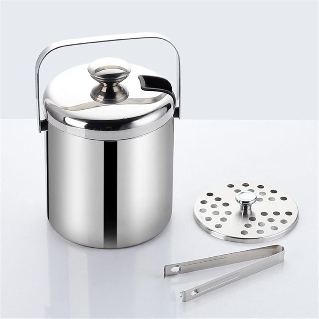 Ice Buckets Ice Buckets - Ice Buckets for Parties, Double-Wall Stainless Steel Insulated Chilling Ice Bucket with Lid Tong Handle Insulated Ice Bucket