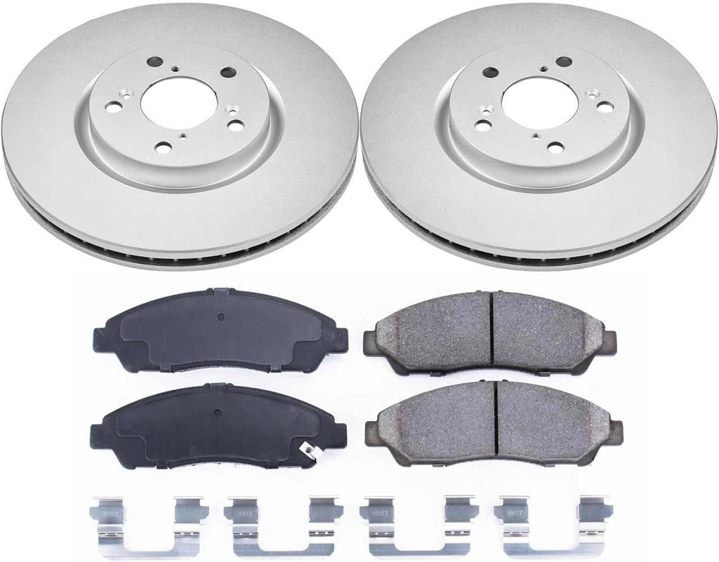 PowerStop Front Brake Kit for Acura MDX 2007-13 |RLX 2014-20 |ZDX 2010-13 |Honda Pilot 2009-15 - Fully-Coated Disc Rotors with Z17 Ceramic Brake Pads Replacement, CRK5370