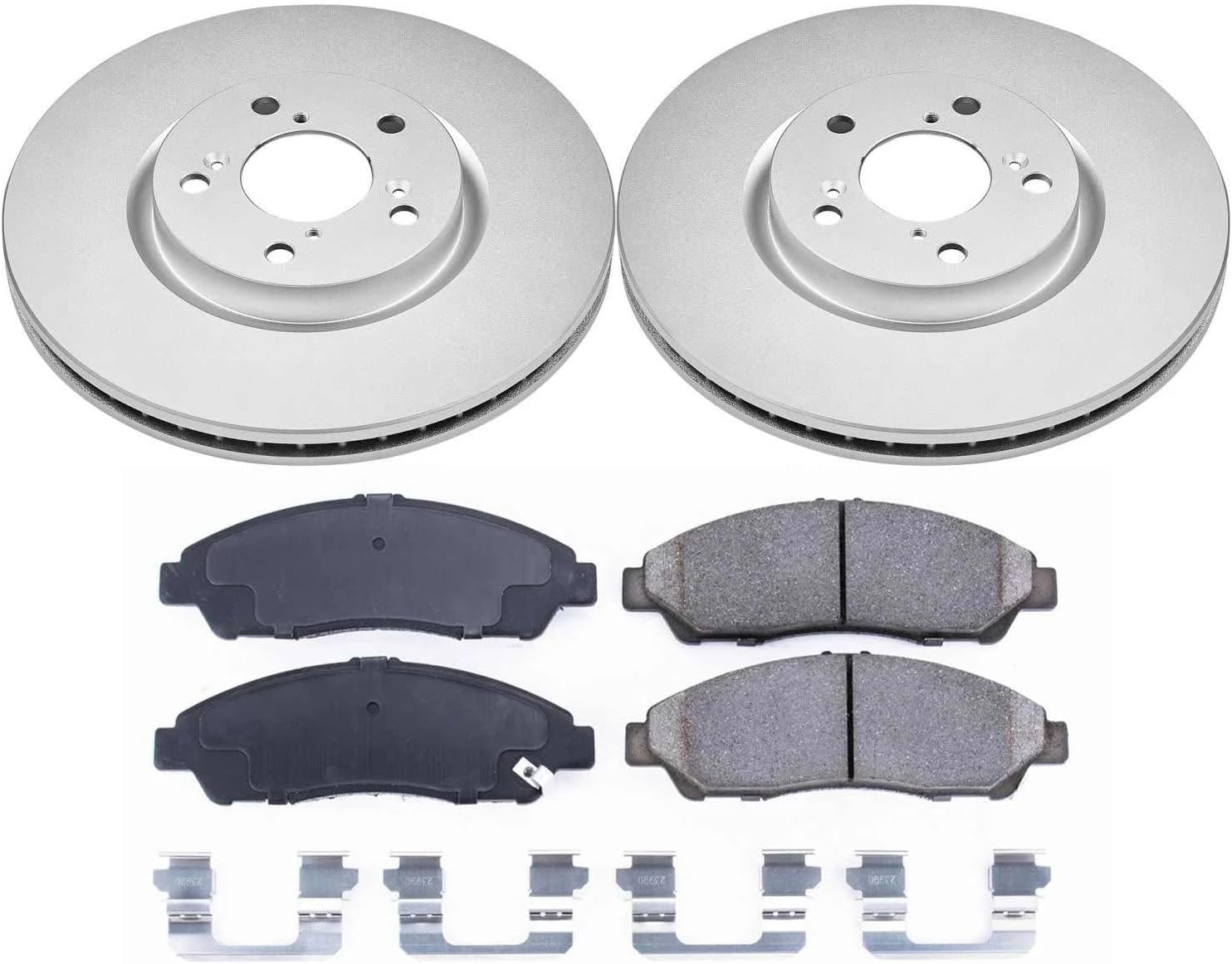 PowerStop Front Brake Kit for Acura MDX 2007-13 |RLX 2014-20 |ZDX 2010-13 |Honda Pilot 2009-15 - Fully-Coated Disc Rotors with Z17 Ceramic Brake Pads Replacement, CRK5370