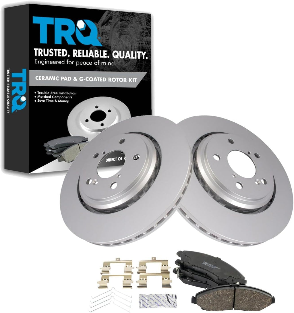 TRQ Front Ceramic Brake Pad and Rotor Set Coated 12.6 in 5-Lug for 2017-2020 Acura MDX Base Model 320mm 2017-2020 MDX SH-AWD 320mm 2016-2022 Honda Pilot 320mm 2017-2021 Ridgeline 320mm