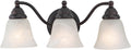 VAXCEL Standford 3-Light 19 inch Wide Oil Burnished Bronze Traditional Bathroom Vanity Lighting Fixture, White Alabaster Glass Shade, Dimmable, LED Compatible, Over The Mirror Mounted Wall Sconce