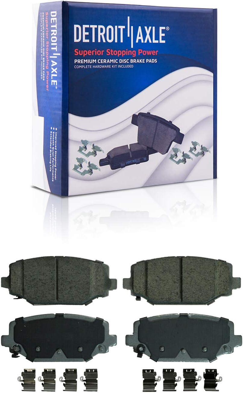 Detroit Axle - Brake Kit for 2012 Chrysler Town & Country Dodge Grand Caravan Drilled Slotted Brake Rotors Brakes Pads Wheel Lug Nuts Replacement : 12.99 inch Front & 12.91 inch Rear Rotors
