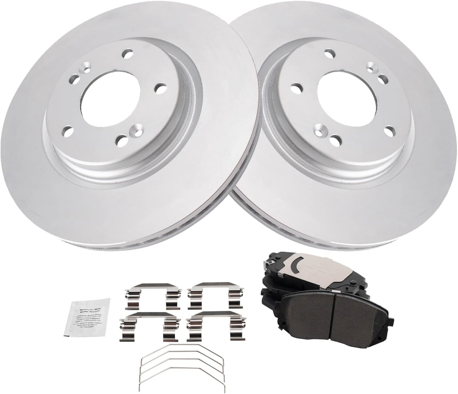 TRQ Front Brake Pad and Rotor Set Ceramic Coated Vented Rotors Compatible with 2017-2019 Hyundai Sonata 2018-2021 Kona 2018-2020 Elantra GT Kia Optima 2019-2021 Veloster 2017-2018 Soul 2021 Seltos