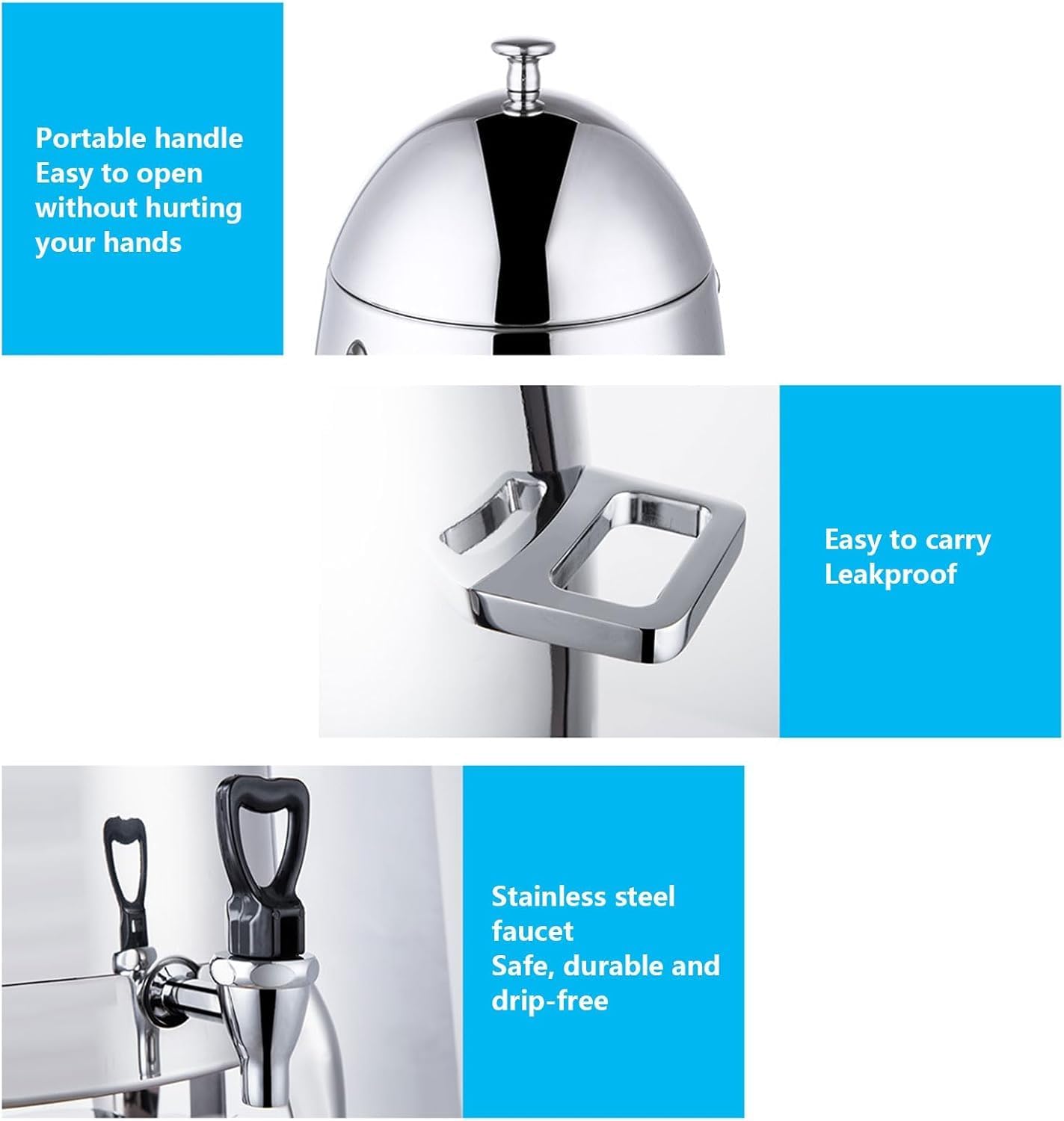 19L Stainless Steel Beverage Dispenser Commercial Juice Dispenser Beverage Dispenser with Faucet Hot Water Urn Coffee Chafer Urn