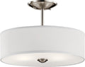 Kichler Shailene 14' 3-Light Semi Flush Mount Ceiling Light Fixture with Satin Etched White Diffuser and White Microfiber Shade in Brushed Nickel for Bathroom or Bedroom, 43675NI