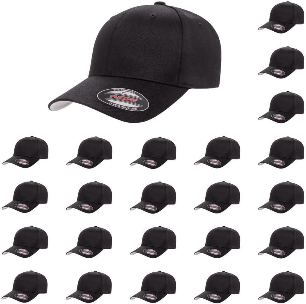 Flexfit Wooly Combed Premium 6-Panel Structured Baseball Cap | Stretch Fitted | Bulk Pack Available