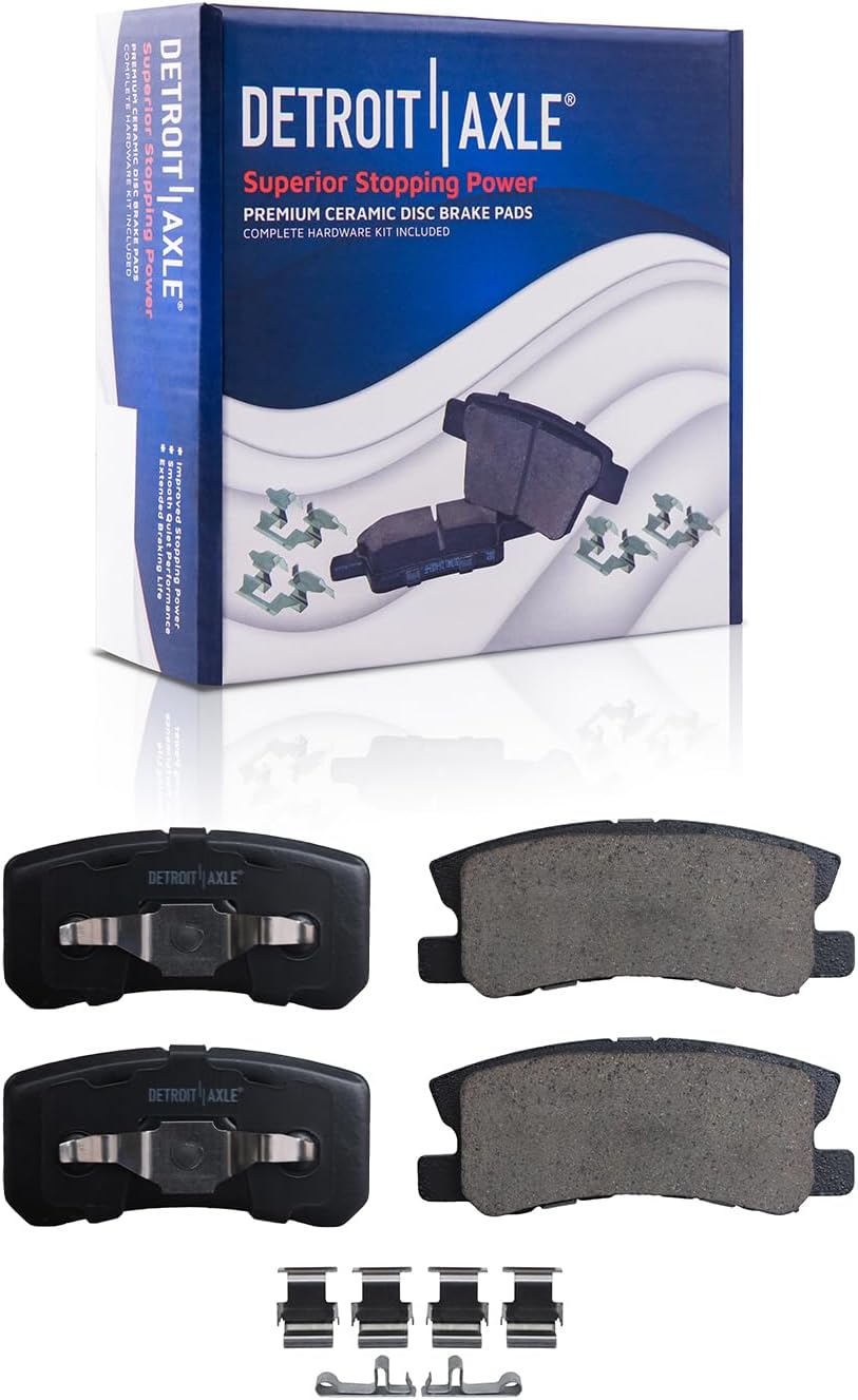 Detroit Axle - Rear Drilled Brake Rotors Calipers Bracket Pads Replacement for Dodge Caliber Mitsubishi Lancer Outlander Sport RVR - 8pc Set