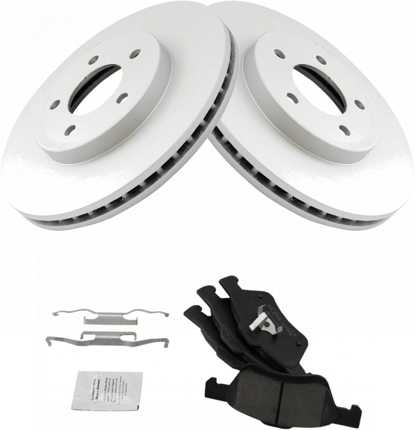 TRQ Front Brake Pad and Rotor Set Ceramic G Coated Rotors Compatible with 2011-2012 Ford Escape 2011 Mercury Mariner
