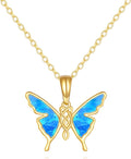 DOVRAN 14K Solid Gold Cat/Butterfly/Heart/Teardrop Necklace for Women 14K Gold Opal/Lapis Lazuli/Black Onyx Pendant Jewelry Gift for Women
