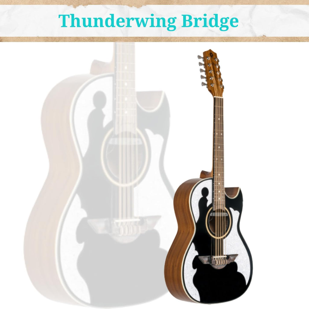 H. Jimenez LBQ4EBT El Patron Bajo Quinto, Acoustic-Electric Guitar with Gig Bag, Glossy Black