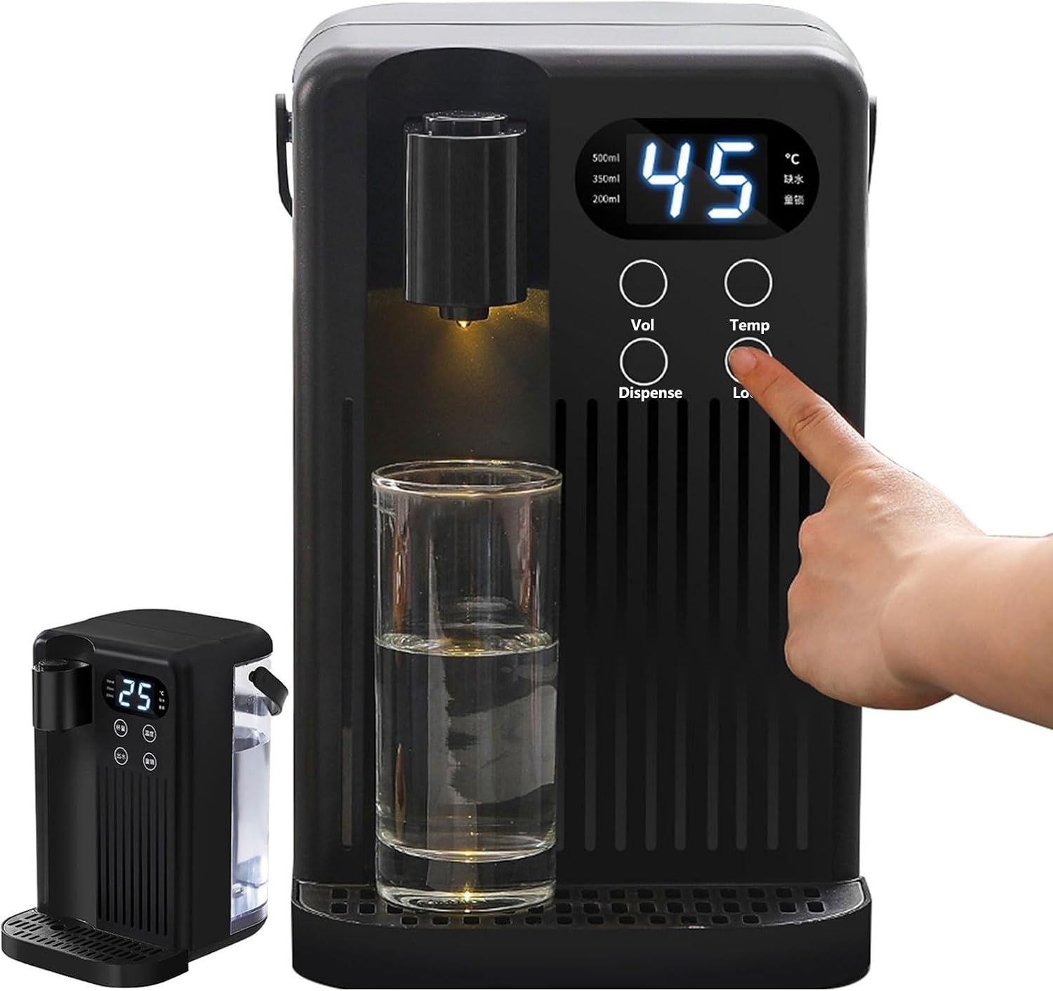 Split Water Dispenser, Portable Countertop Water Purifier with Drainage Hose, 3s Instant Heat Heater, for Kitchen, Bedroom, RV and Office (Color : Black, Size : 9.4 * 7.2 * 11.8inch)