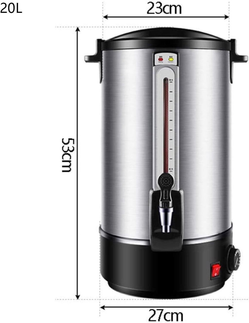 20L Commercial Hot Water Urn Dispenser for Office, Coffee Catering Pot Ideal for Party Chocolate Beverage, Double Wall Stainless Steel Insulation Bucket Milk Tea Shop