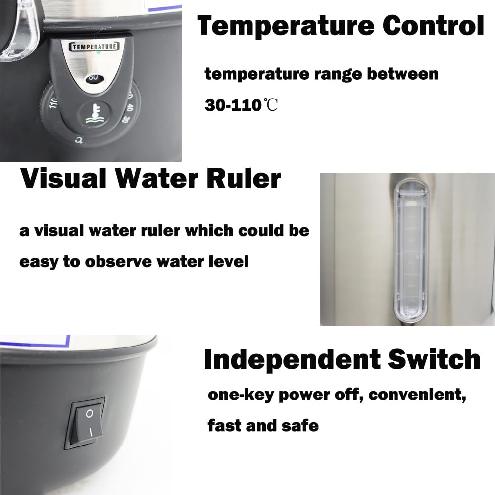 110V Stainless Steel Large Capacity Hot Water Dispenser Commercial Electric Water Boiler Office Kitchen Electric Kettle 9.7L
