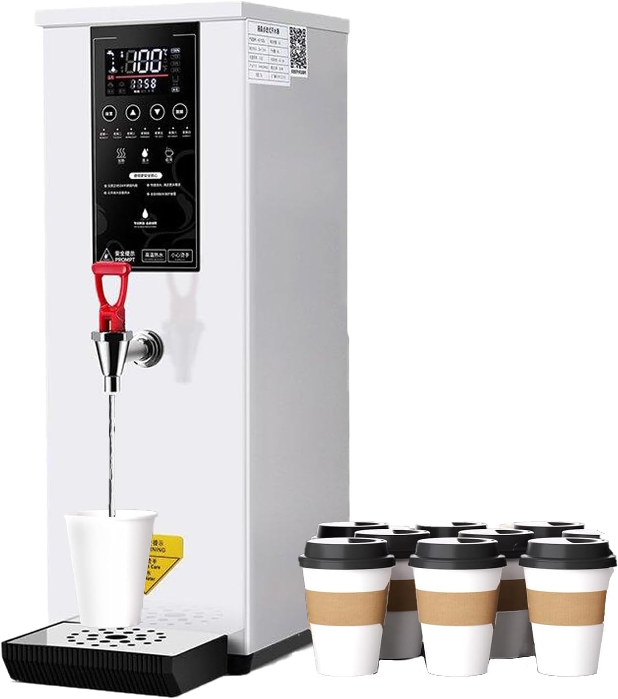 Water Dispenser, Commercial Water Boiler 3000W with Stainless Steel Heating Tube, 60L/H Step-by-Step Fast Heating Electric Water Warmer for Coffee Tea Restaurant Office, 25L,White