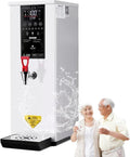 Commercial Hot Water Dispenser, Electric Water Boiler and Dispenser, Full-Automatic Boiling Water Machine Stainless Steel Liner and LCD Display for Tea Coffee Shop Dessert Shop Hotel White