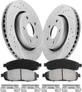 Brake Pads And Rotors Kit Compatible With 2005-2010 Jeep Grand Cherokee, 06 Commander, Front Automotive Replacement Brake Kits 53026 D1080-7985 Drilled And Slotted Rotors Geomet 328mm(13in)