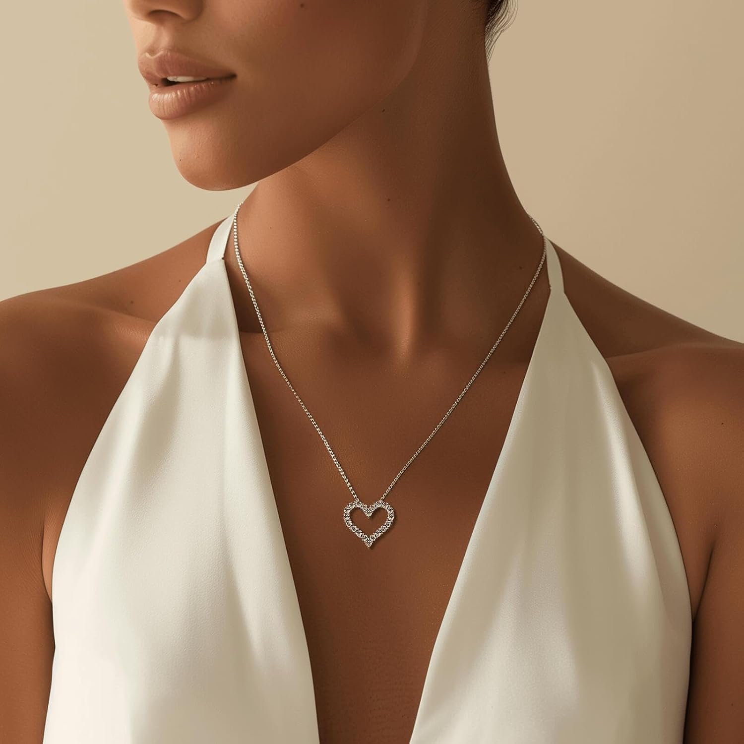 Heart Pendant Necklace for Her Moissanite Lab-Created Gem Jewelry for Women I Love You S925 Sterling Silver Gifts to Wife Girlfriend Mom Daughter Anniversary Birthday Christmas Valentines Day