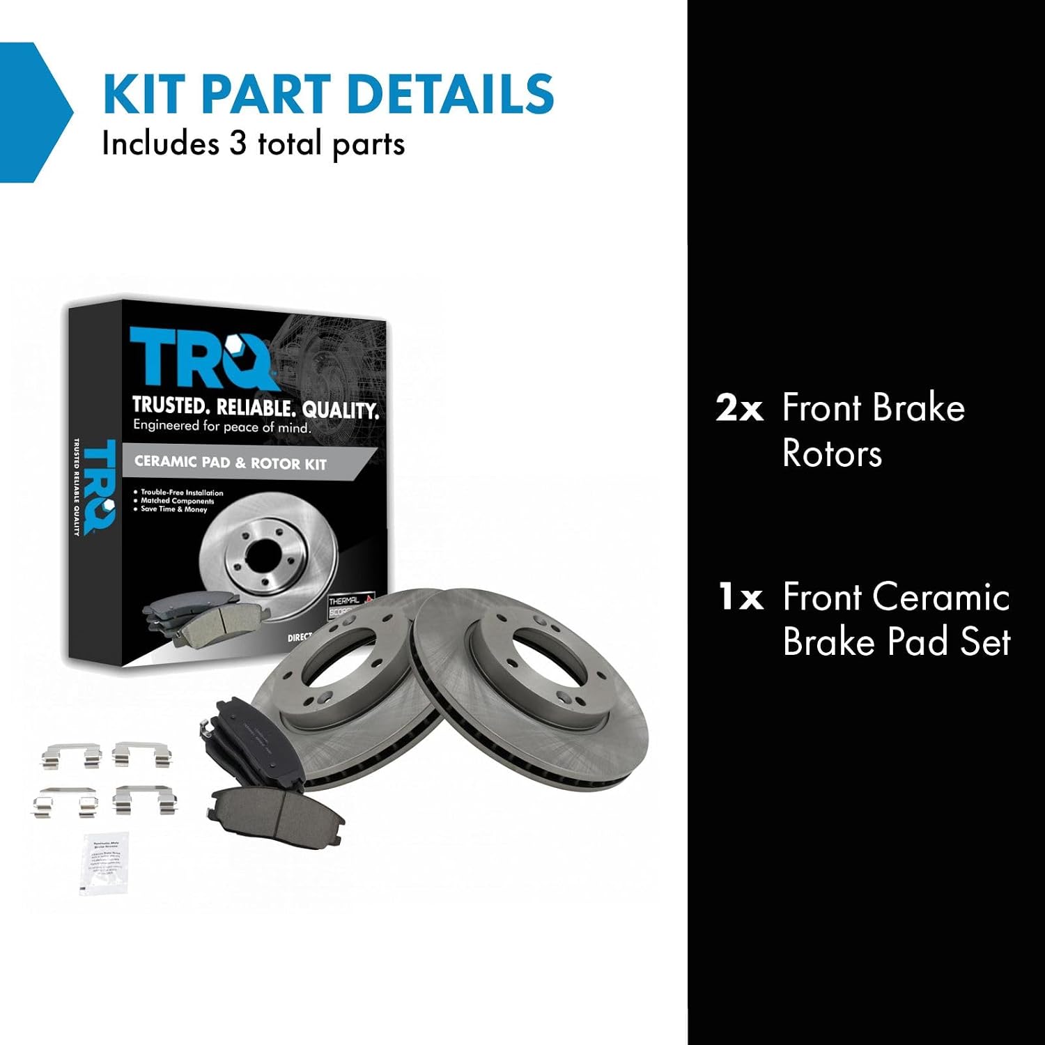 TRQ Front Brake Pad and Rotor Set Ceramic Compatible with 2007-2009 Kia Sorento