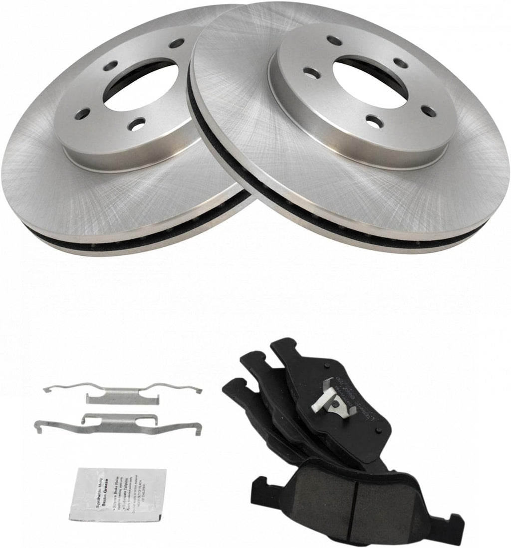TRQ Front Brake Pad and Rotor Set Ceramic Vented Rotors 11.93 in 5-Lug for 2011-2012 Ford Escape 2011 Mercury Mariner