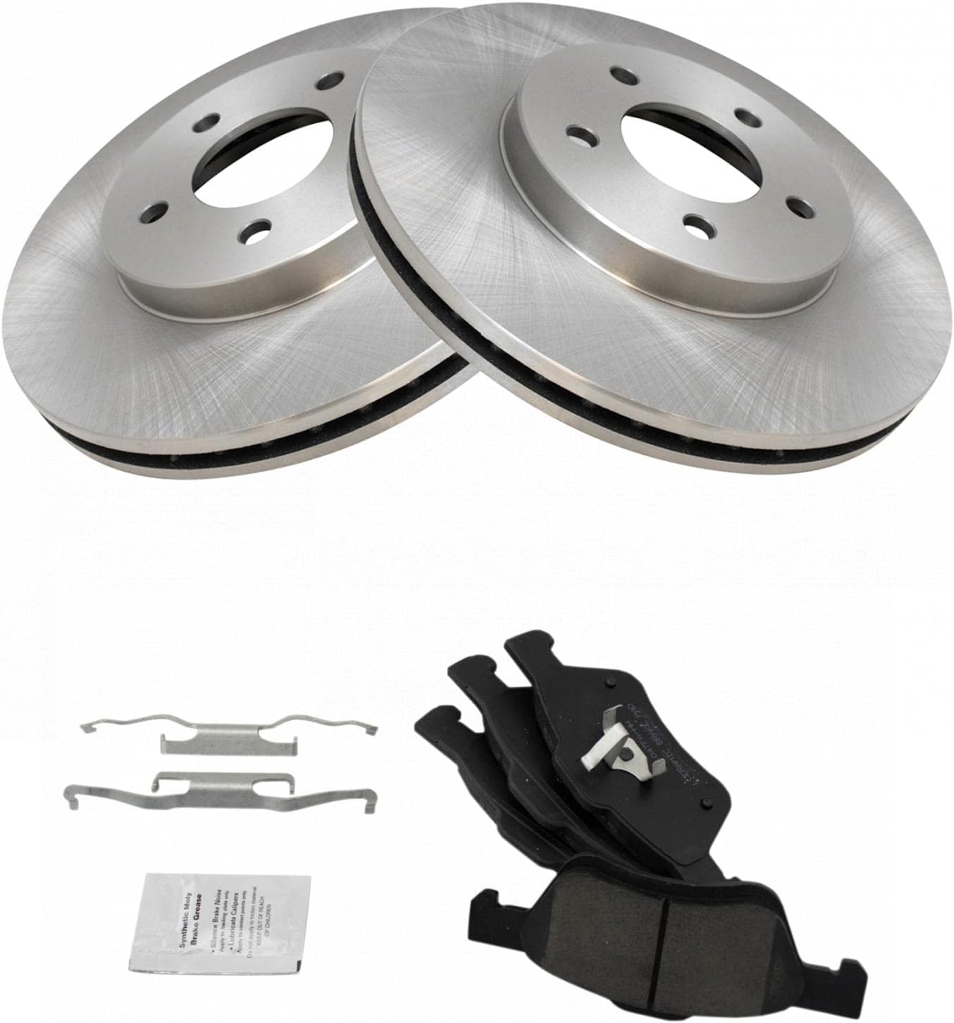 TRQ Front Brake Pad and Rotor Set Ceramic Vented Rotors 11.93 in 5-Lug for 2011-2012 Ford Escape 2011 Mercury Mariner