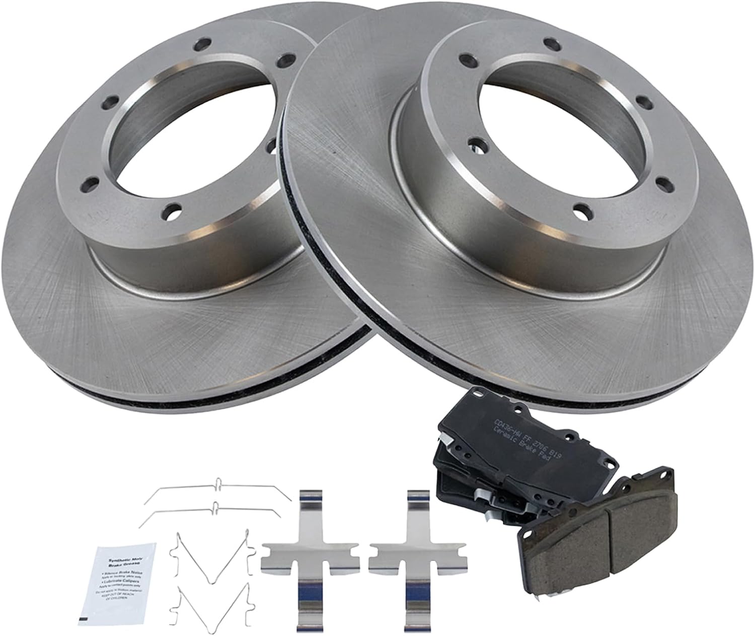 TRQ Front Brake Pad and Rotor Set Ceramic Vented Rotors Compatible with 1990-1991 Toyota 4Runner 1994-1995 Pickup