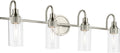 Kichler Kavi 31.5' 4-Light Bathroom Vanity Light Fixture with Clear Glass in Brushed Nickel, Damp Rated Modern Wall Mount for Powder Room Over Mirror (31.5' W x 10' H), 55212NI