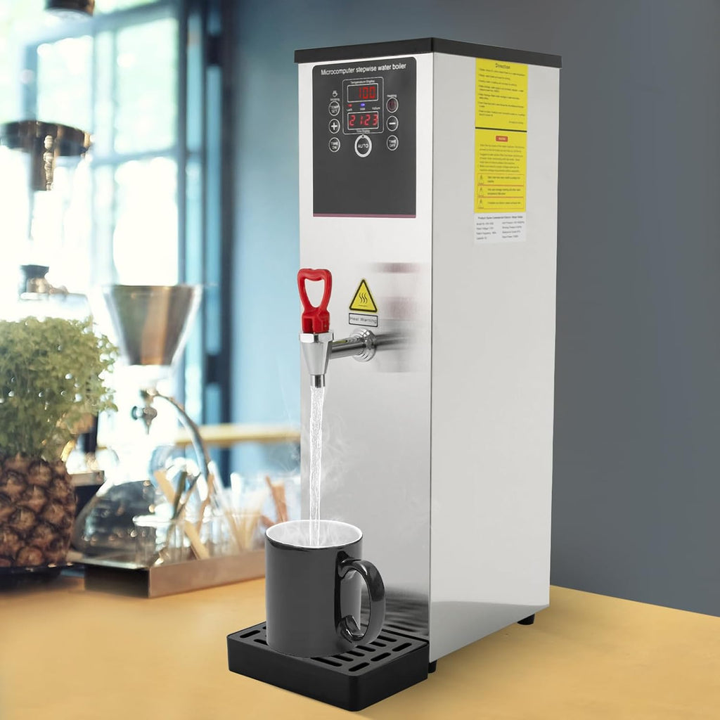 Commercial Hot Water Dispenser, Electric Countertop Hot Water Boiler, Automatic 2500W Rapid Heating Water Pot, Stainless Steel Digital Display Hot Water Dispensers for Restaurant Hotel (Silver)