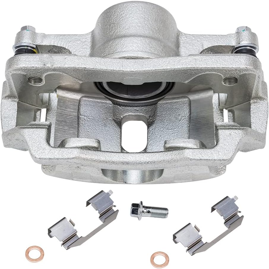 Detroit Axle - 5pc Front Drilled Rotors Brake Pads Left Caliper Replacement for 1996-2005 Honda Civic 2010-2014 Insight 1997-2000 Acura EL: 10.32'' inch Rotor