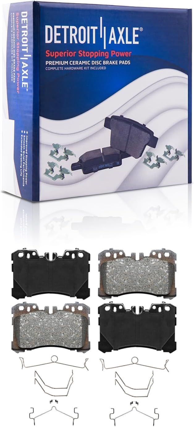 Detroit Axle - 8pc Brake Kit for 2018-2025 Lexus LS500 LS500h, Disc Brake Rotors Ceramic Brakes Pads 2019 2020 2021 2022 2023 2024 Replacement : 14.06' inch Front and 13.19' inch Rear Rotor
