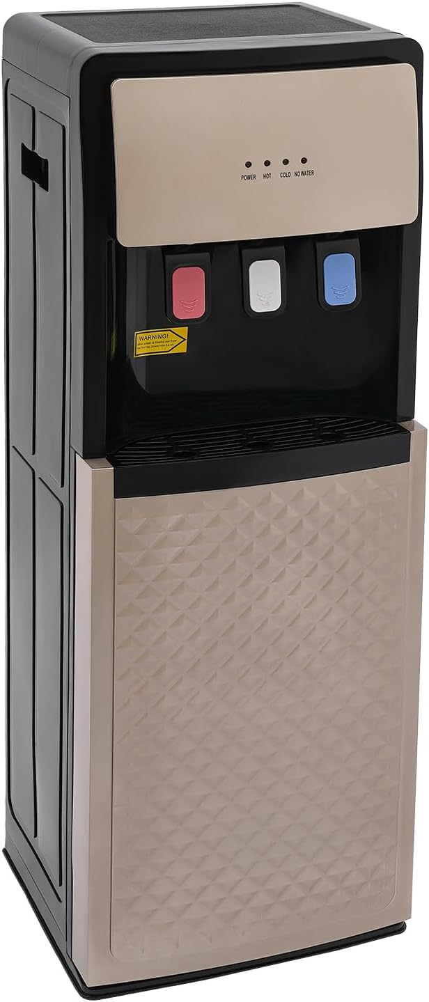110V Bottom Loading Water Cooler Dispenser, Floor Standing Hot and Cold Water Dispenser with 3-Temperature Settings, Suitable for Home and Office (Champaign Gold)