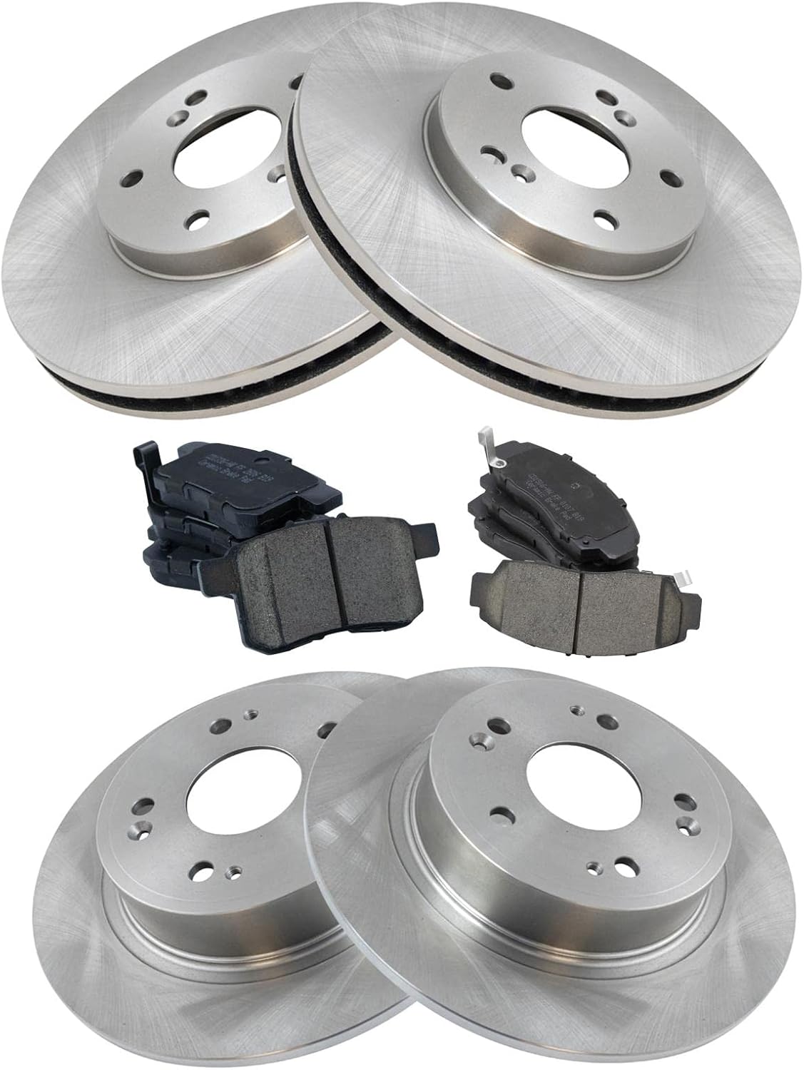 TRQ Front and Rear Brake Pad and Rotor Set Ceramic Compatible with 2011-2014 Acura TSX 2011-2012 Honda Accord