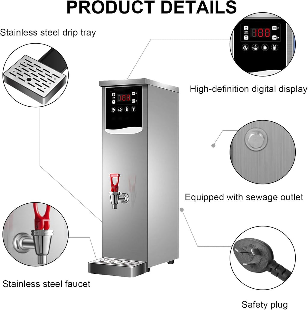 Water Boiler Eletric Commercial Hot Water Dispenser Countertop with Filter, Commercial Hot Water Dispenser Countertop, for Restaurant, Home, Office Blackb