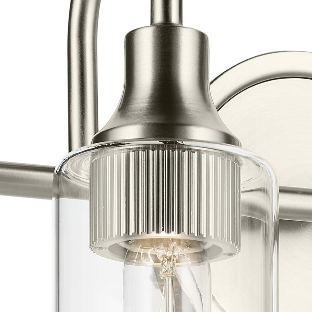 Kichler Kavi 12.5' 2-Light Bathroom Vanity Light Fixture with Clear Glass in Brushed Nickel, Modern Wall Mount Over Mirror for Powder Room (12.5' W x 10' H), 55210NI