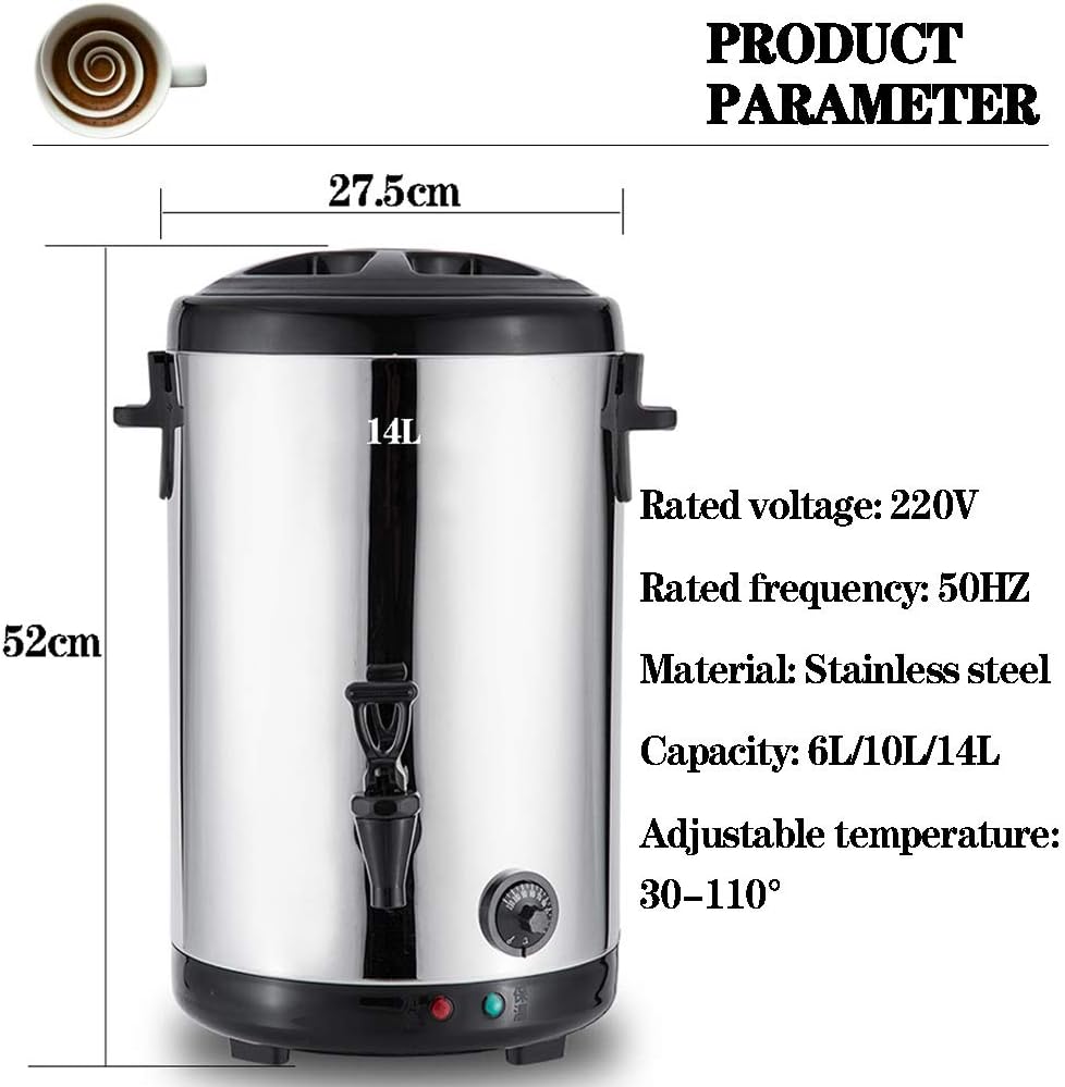 Juice Dispenser Beverage Dispenser, Commercial Hot Water Urn Dispenser with Temperature Control for Coffee, Double Wall Stainless Steel Coffee Urn Thermo-Pot Boiler & Warmer