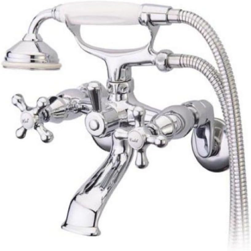 Kingston Brass KS266C Kingston Wall Mount Clawfoot Tub Faucet with Hand Shower, Polished Chrome