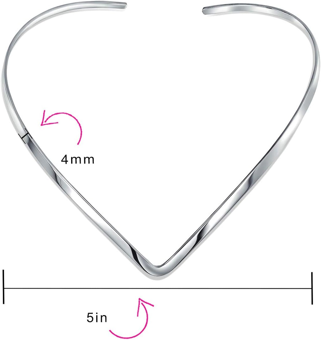 Bling Jewelry Basic Simple Slider Choker V Shape Collar Statement Necklace For Women .925 Silver Sterling Add Your Pendant 3.5MM