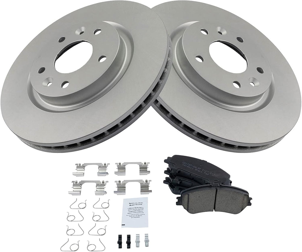 TRQ Front Brake Pad and Rotor Set Ceramic G Coated Vented Rotors Compatible with 2014-2020 Nissan Rogue 2017-2021 Rogue Sport