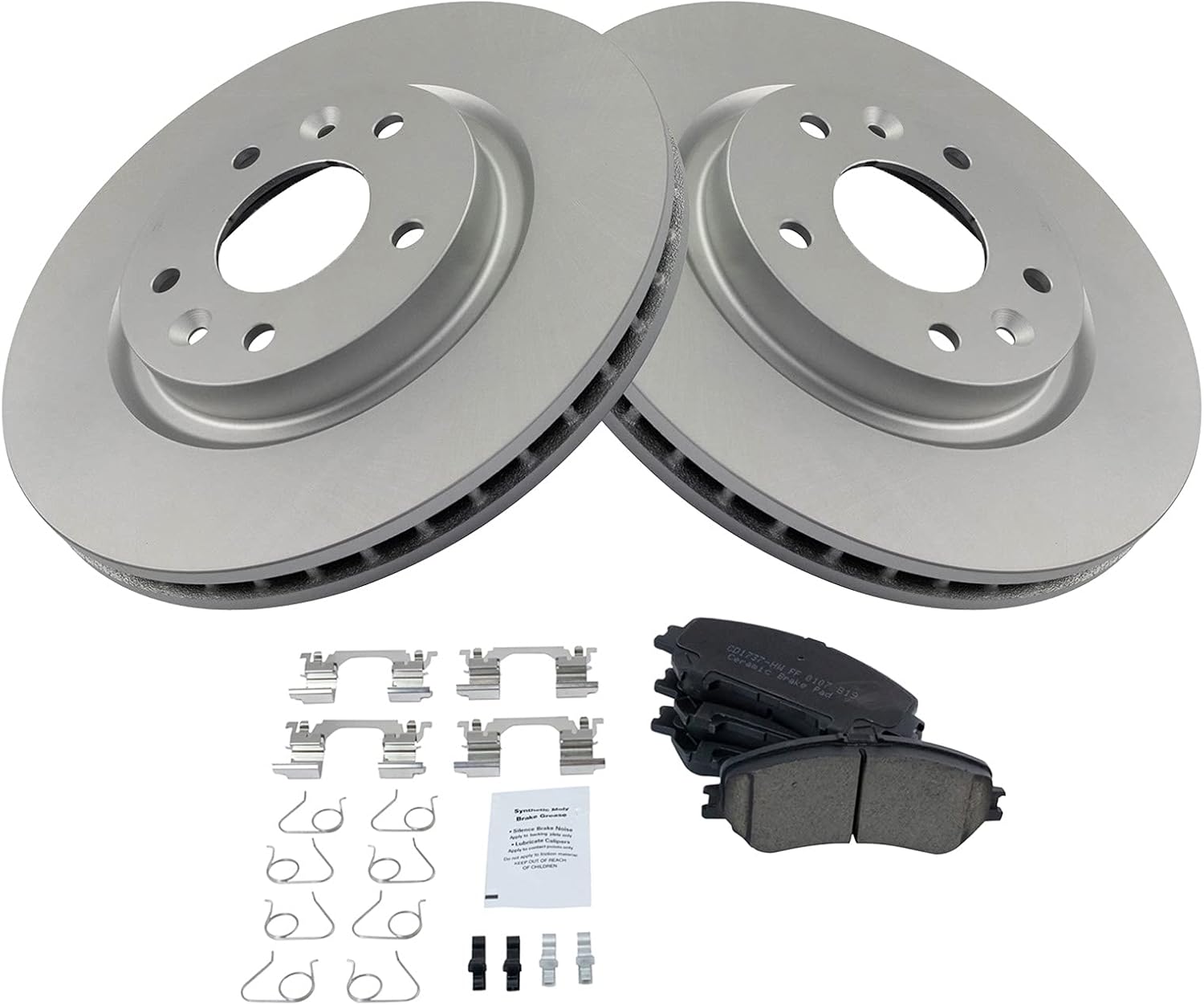TRQ Front Brake Pad and Rotor Set Ceramic G Coated Vented Rotors Compatible with 2014-2020 Nissan Rogue 2017-2021 Rogue Sport