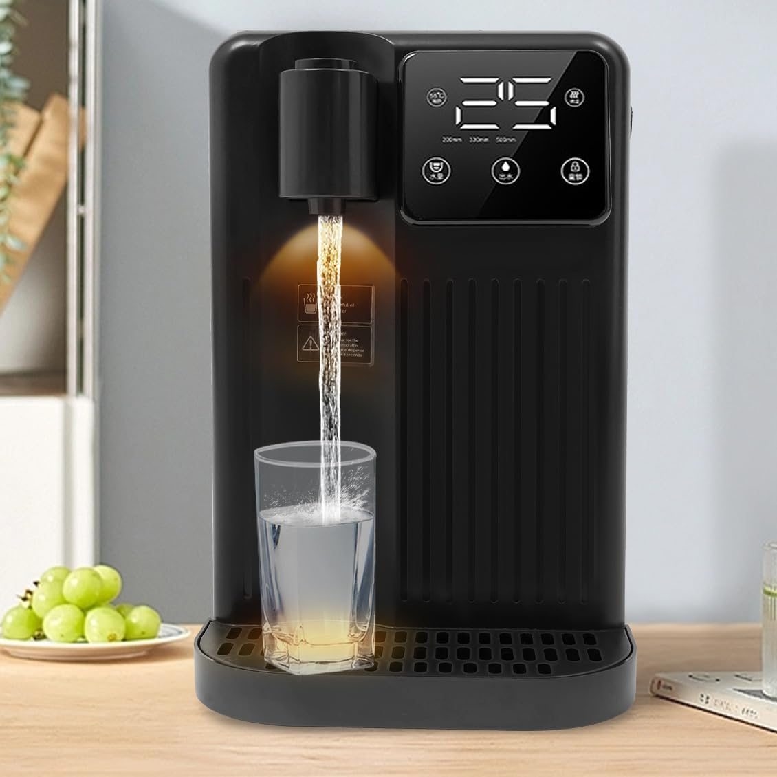 1700W Instant Hot Water Dispenser 3L Desktop Instant Hot Water Dispenser Touch Screen Countertop Water Filter Heating Temperature 77-210.2℉ W/Water Filter Water Tank Drip Tray (Black)