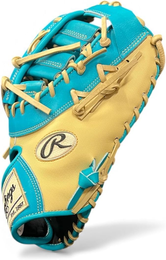 Rawlings Heart of the Hide Speed Shell Baseball Glove – Teal/Blonde – First Base Mitt & Catcher's Mitt – Pro HOH Leather – Lightweight – RHT & LHT Available