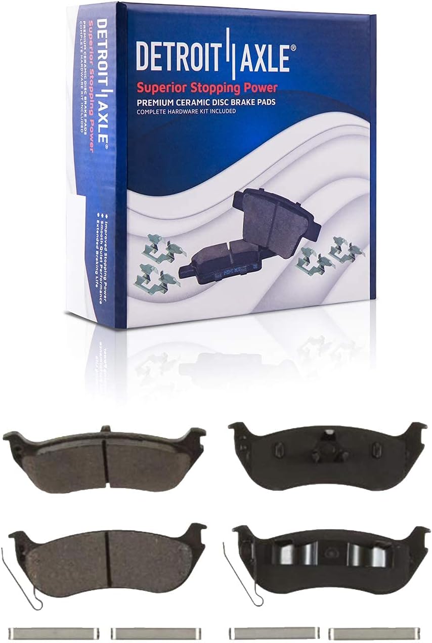 Detroit Axle - Rear Brake Kit for 06-10 Mercury Mountaineer Ford Explorer Sport Trac, Drilled & Slotted Disc Brake Rotors Ceramic Brake Pads Wheel Bearing & Hubs 2006 2007 2008 2009 2010 Replacement