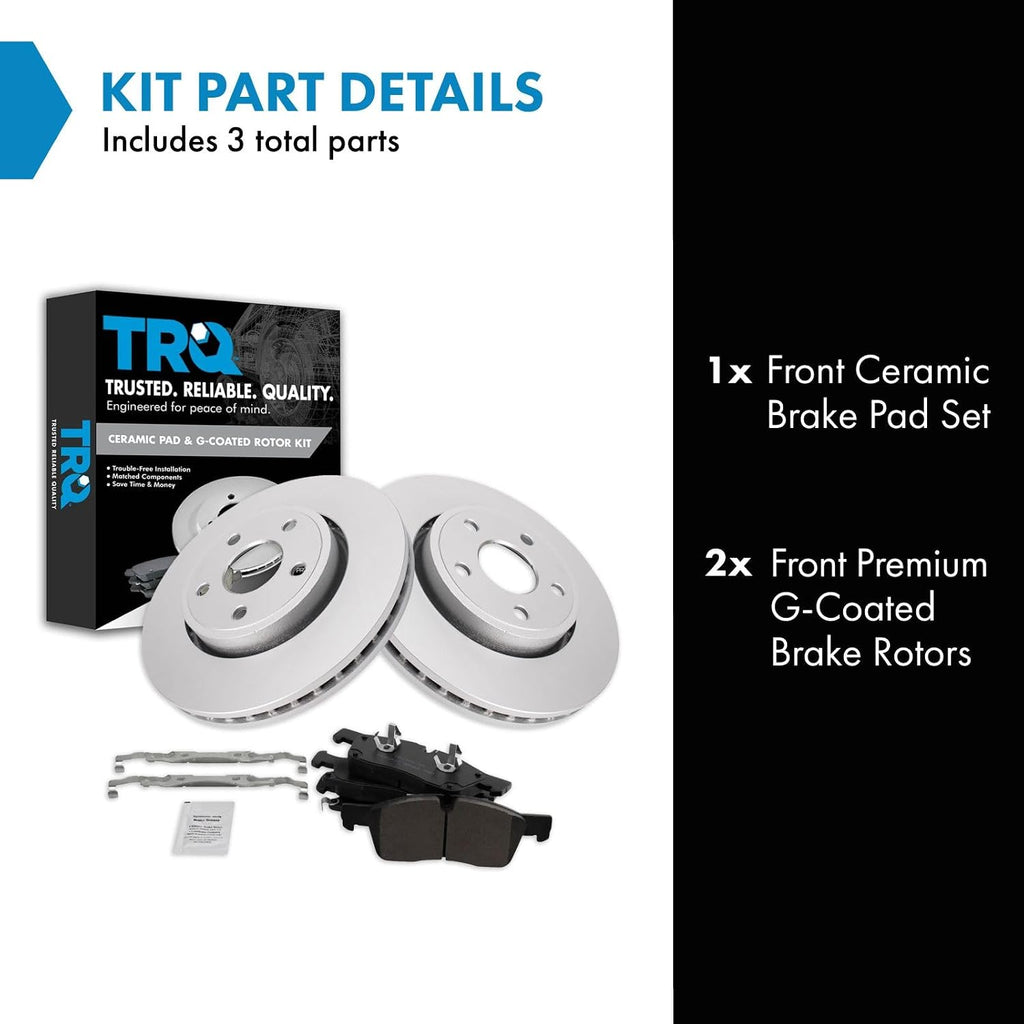 TRQ Front Brake Pad and Rotor Set Ceramic G Coated Vented Rotors Compatible with 2012-2020 Dodge Durango Jeep Grand Cherokee