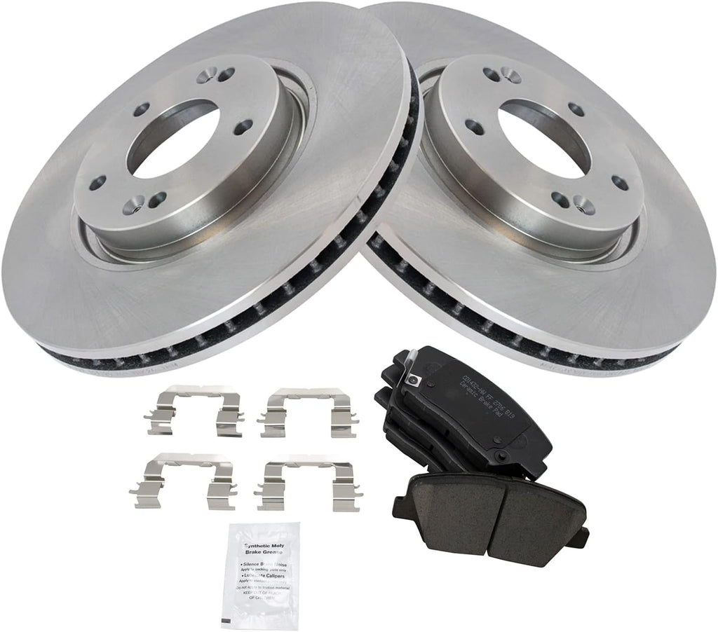 TRQ Front Brake Pad and Rotor Set Ceramic Vented Rotors Compatible with 2012-2014 Hyundai Azera