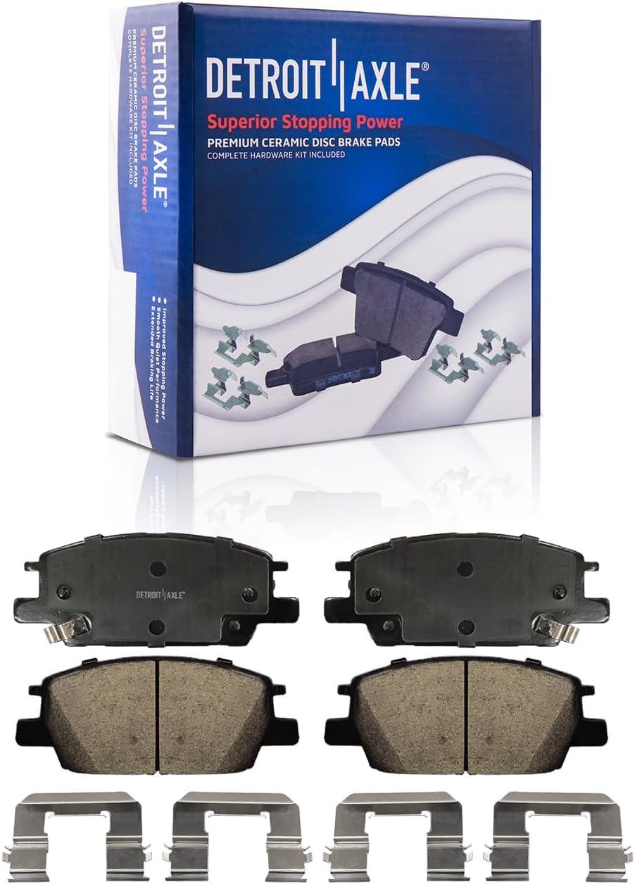 Detroit Axle - 8pc Brake Kit for 2017 2018 Chevrolet Malibu [with Manual Parking Brake], Disc Brake Rotors Ceramic Brakes Pads Replacement: 11.81' inch Front and 11.34' inch Rear Rotors