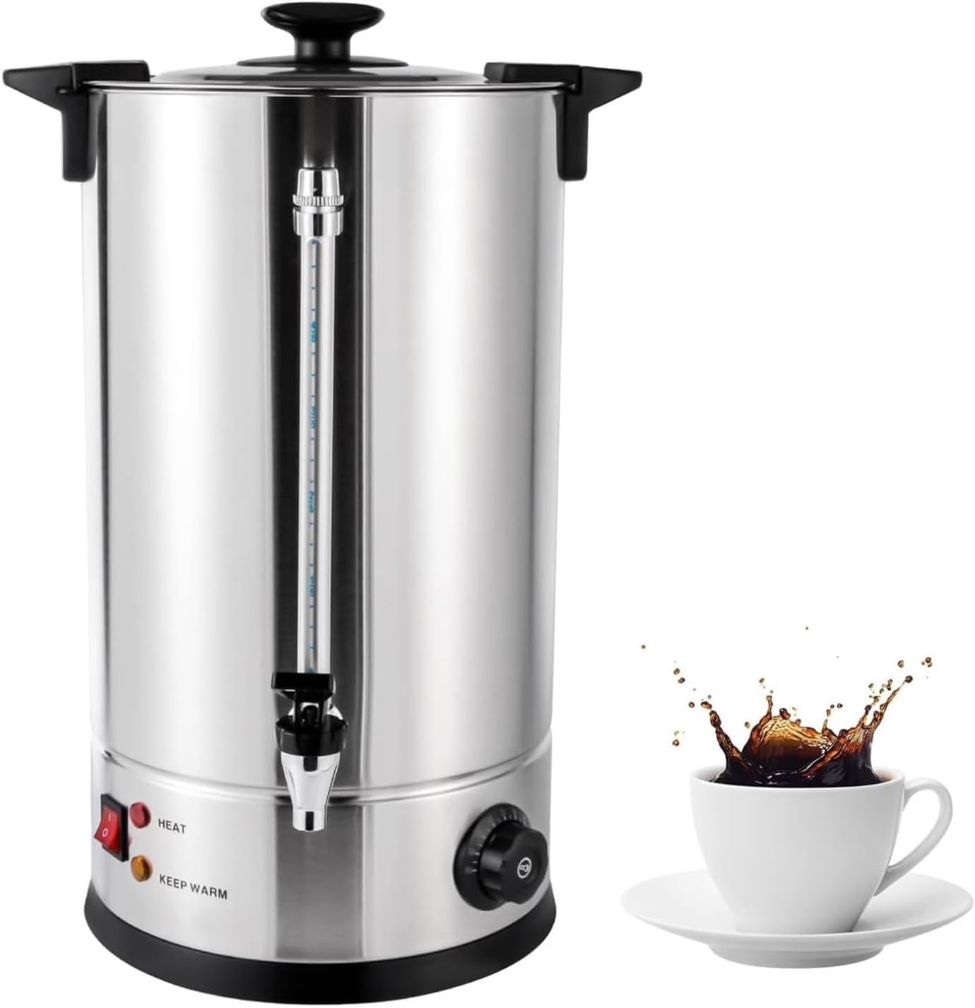 Commercial Coffee Urn, Hot Water Boiler & Dispenser With Cover And Spigot Ideal Ideal For Home Brewing, Commercial Or Office Use(10L)