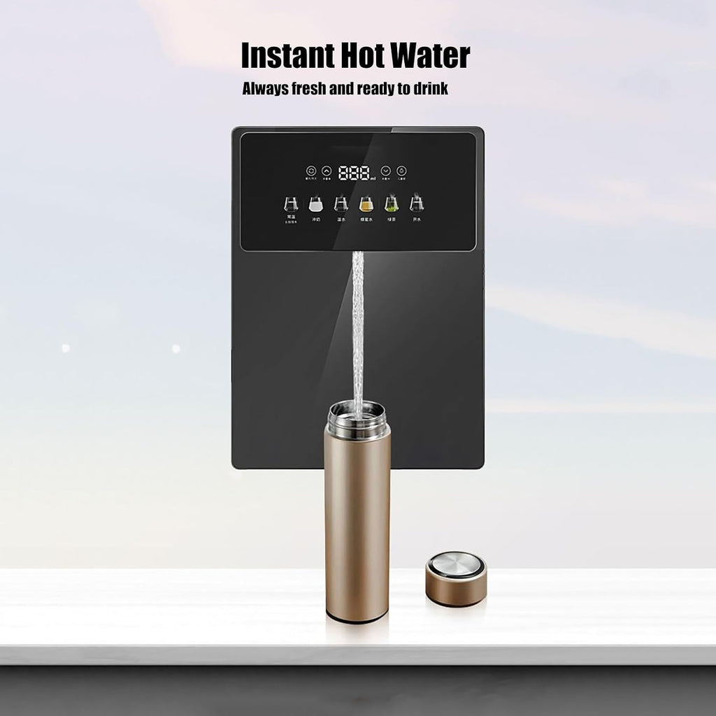 Wall Mounted Instant Heat Water Cooler Dispenser, Electric Countertop Hot Water Machine, LED Touchscreen with Child Lock, for Boba Tea Coffee Office Restaurant(White)