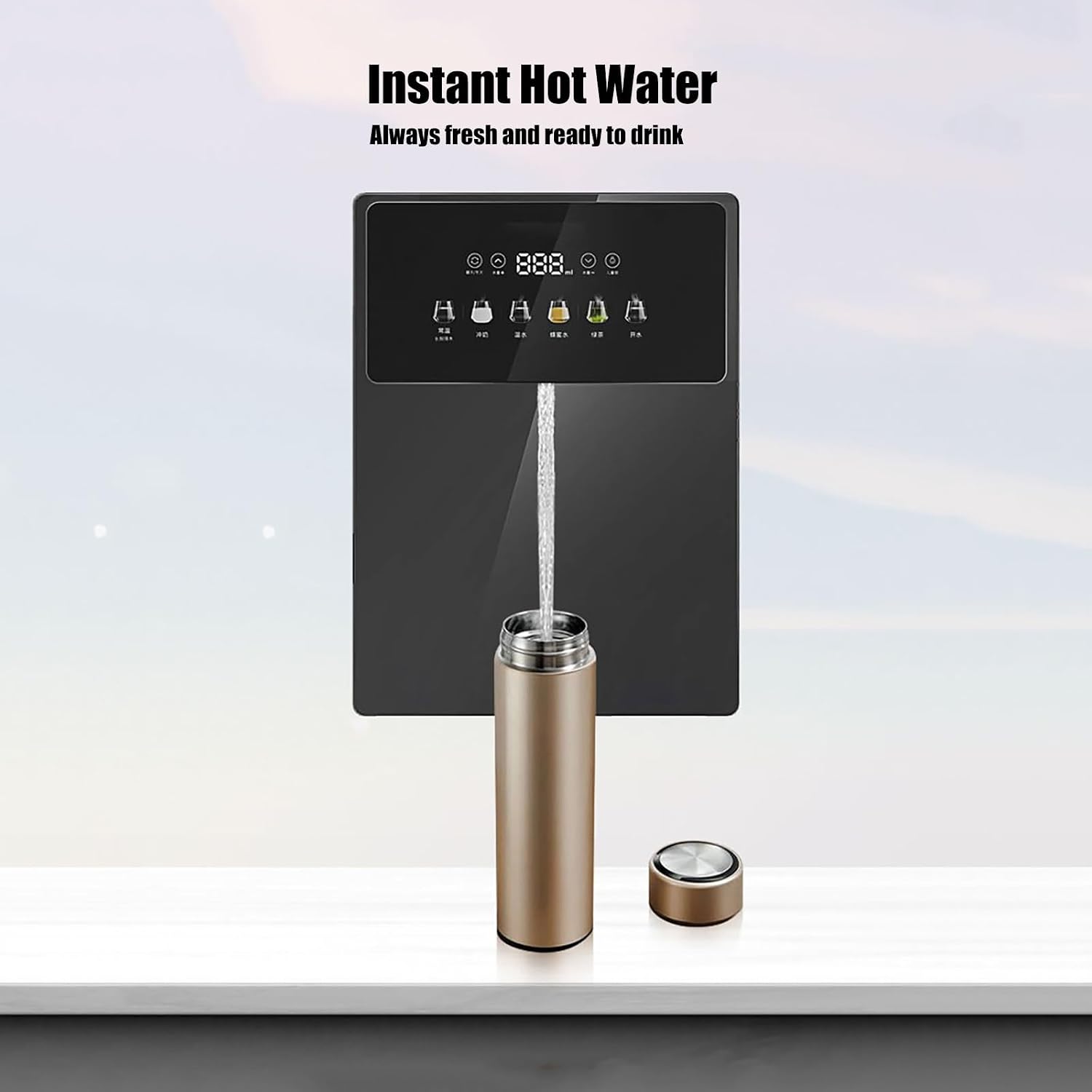 Wall Mounted Instant Heat Water Cooler Dispenser, 2200W Hot and Cold Water Dispenser with Child Lock, 6 Temperature & 4rd Waters Volume(White)